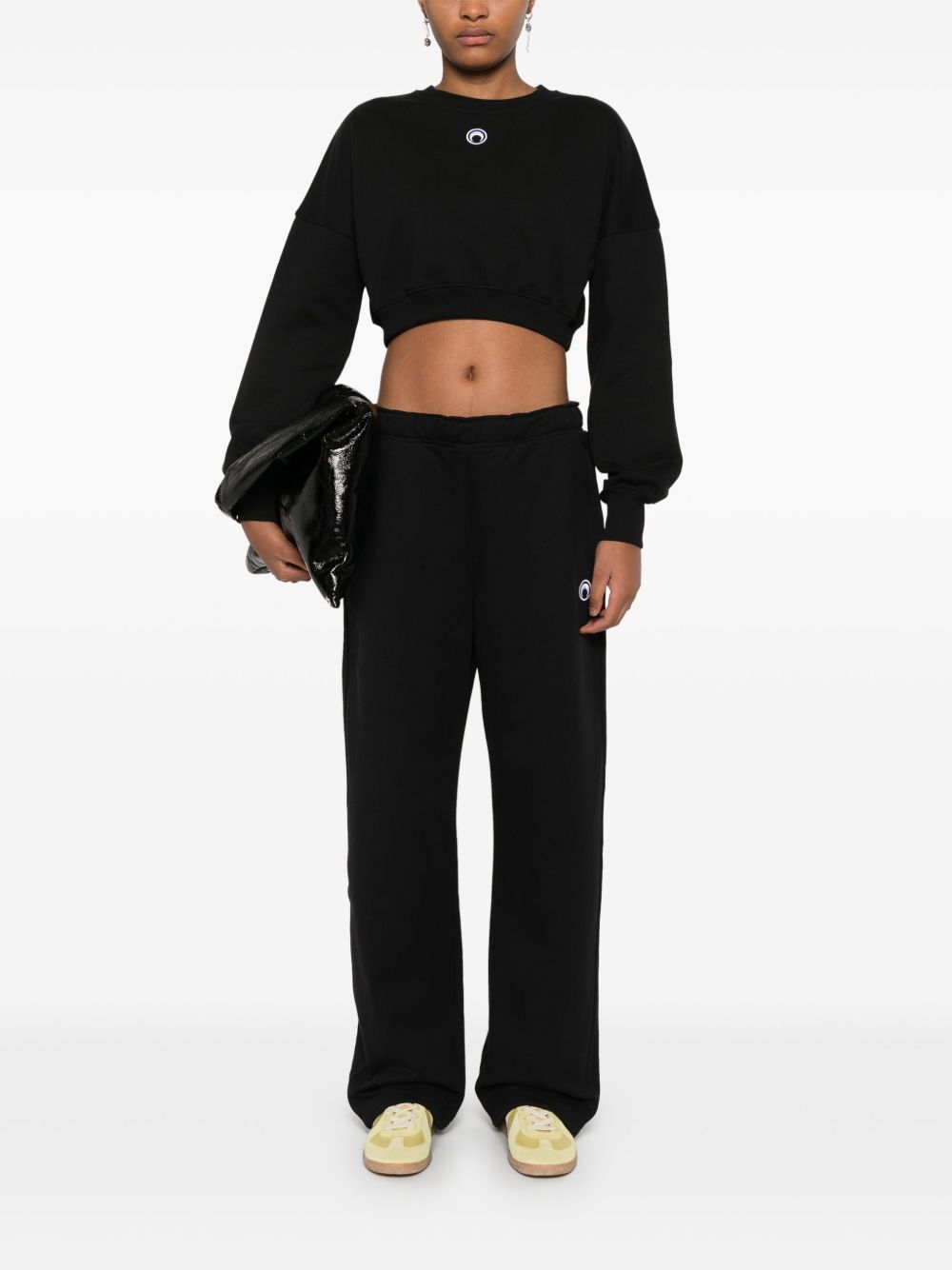 MARINE SERRE Moon Cropped Sweatshirt In Black