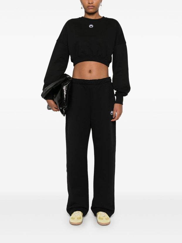 MARINE SERRE Moon Cropped Sweatshirt In Black
