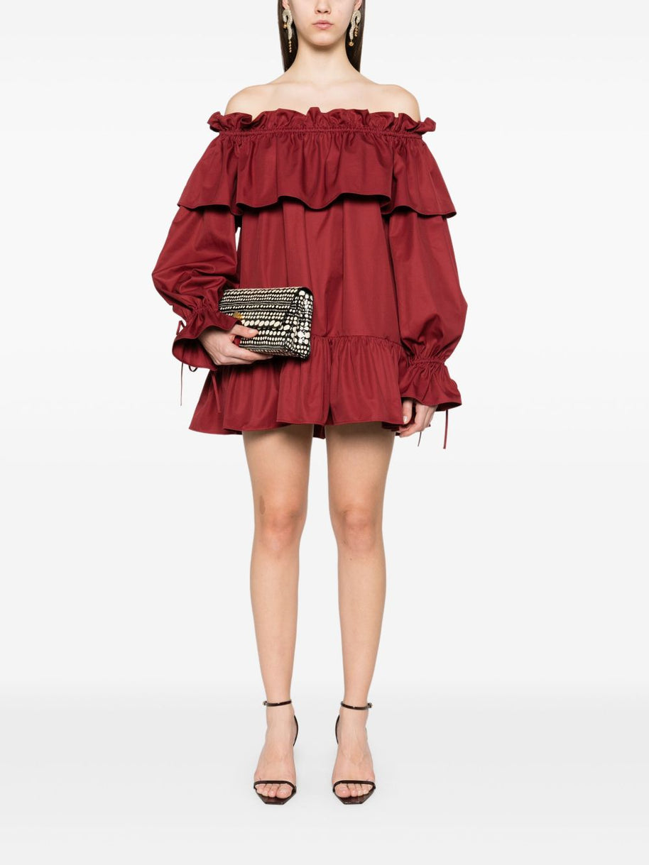 Saint Laurent Ruffled Cotton Mini Dress