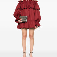Saint Laurent Ruffled Cotton Mini Dress