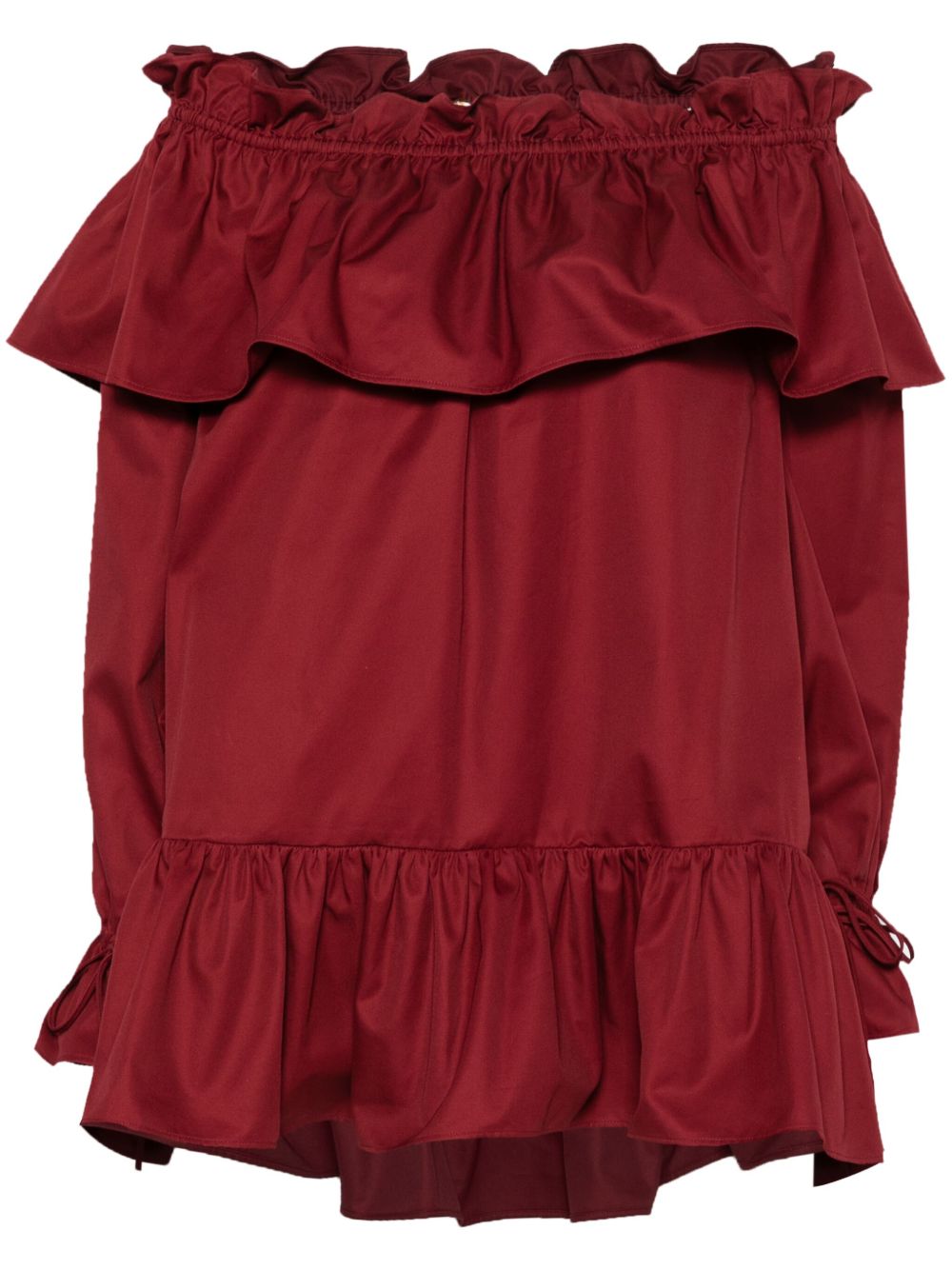 Saint Laurent Off-shoulder Mini Dress In Red