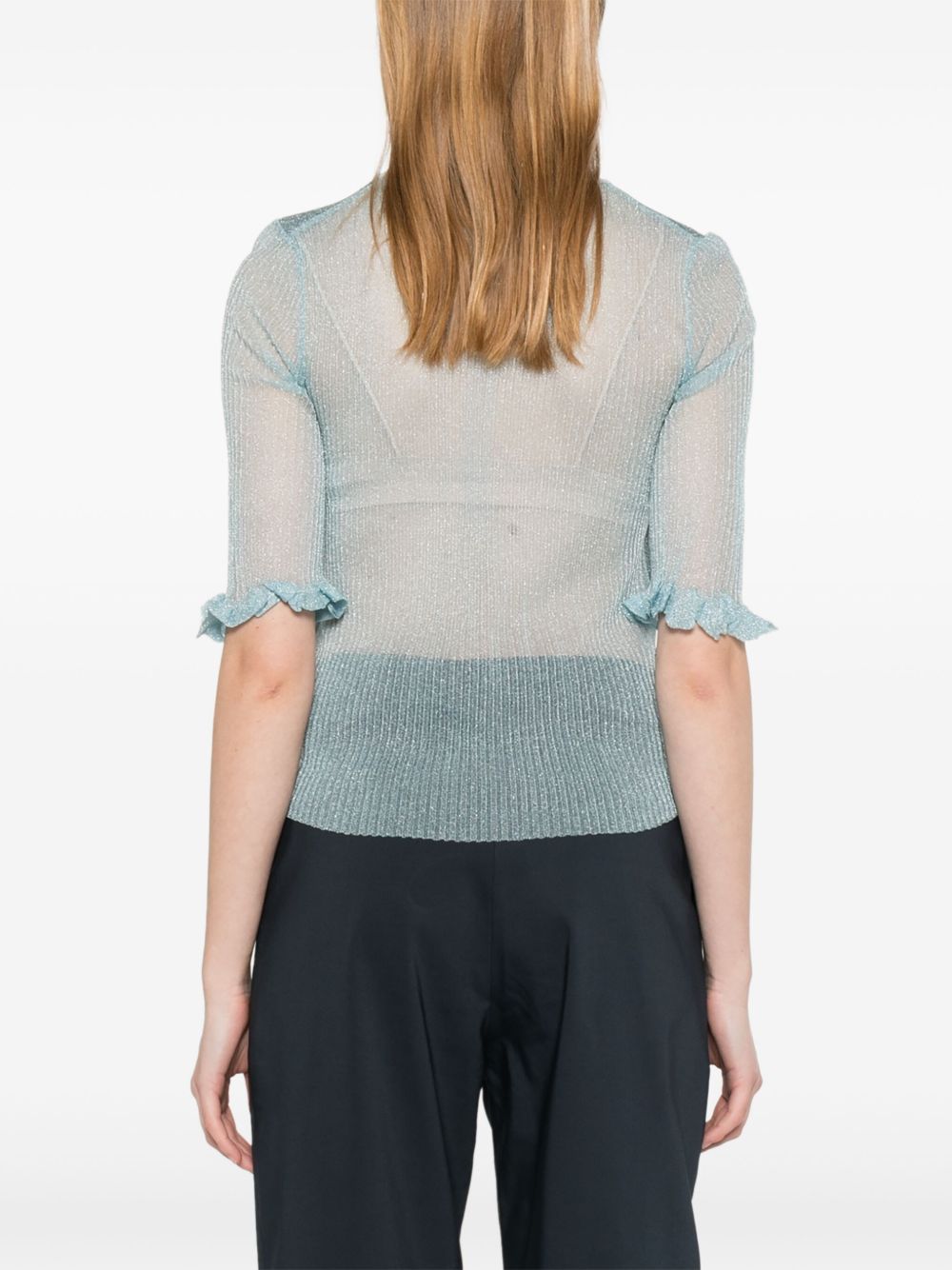 GANNI Bunny Crewneck Top In Blue
