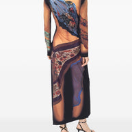 MARINE SERRE Draped Statue Long Dress In Beige