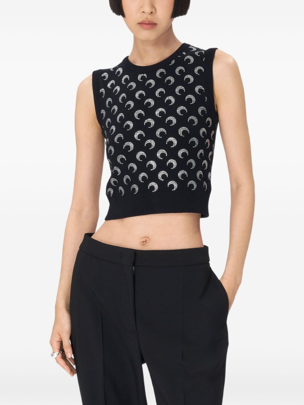 MARINE SERRE Moon Embellished Top In Black