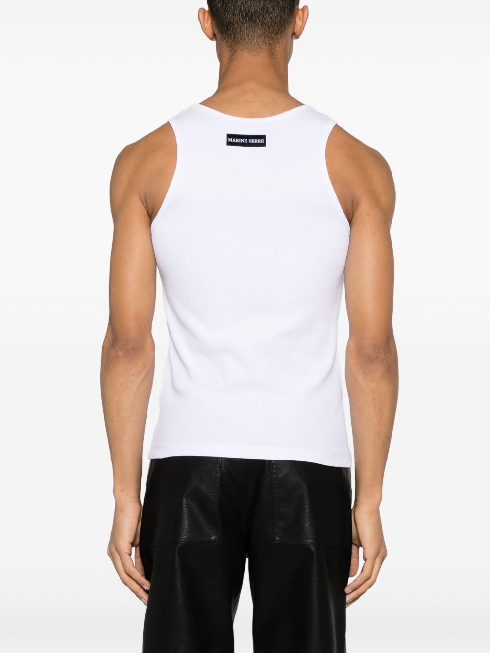 MARINE SERRE Moon Cotton Tank Top in White
