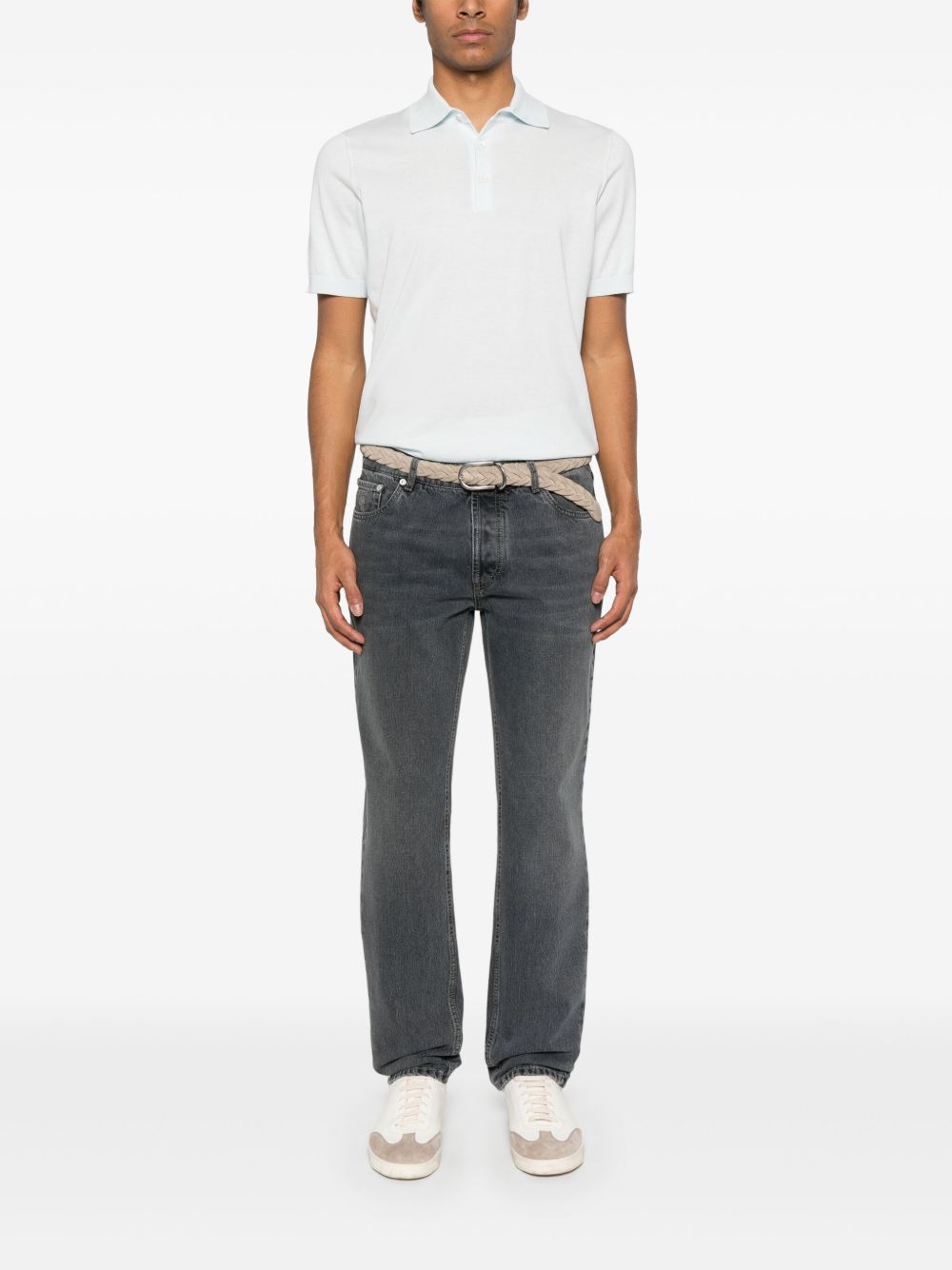 Brunello Cucinelli Cotton Knit Polo - Clear Blue