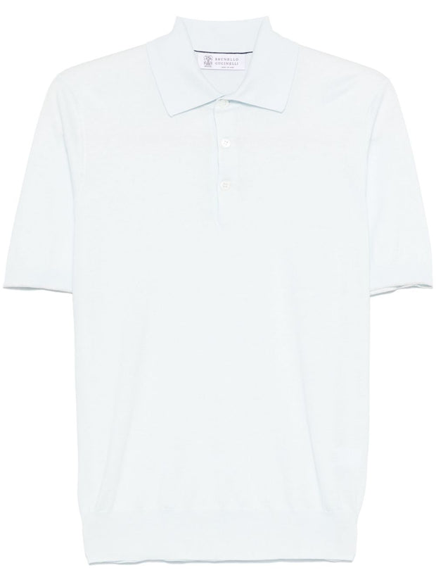 Brunello Cucinelli Cotton Knit Polo - Clear Blue