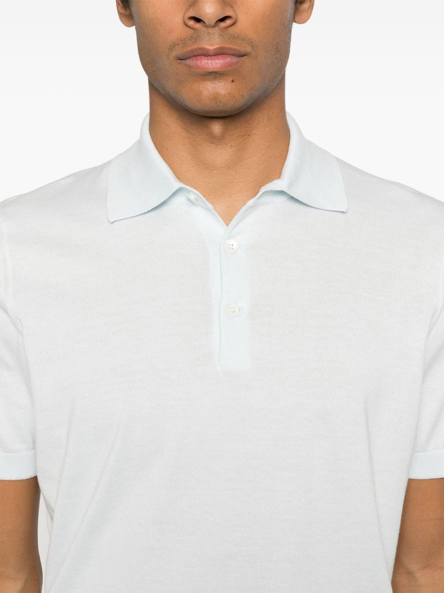 Brunello Cucinelli Cotton Knit Polo - Clear Blue