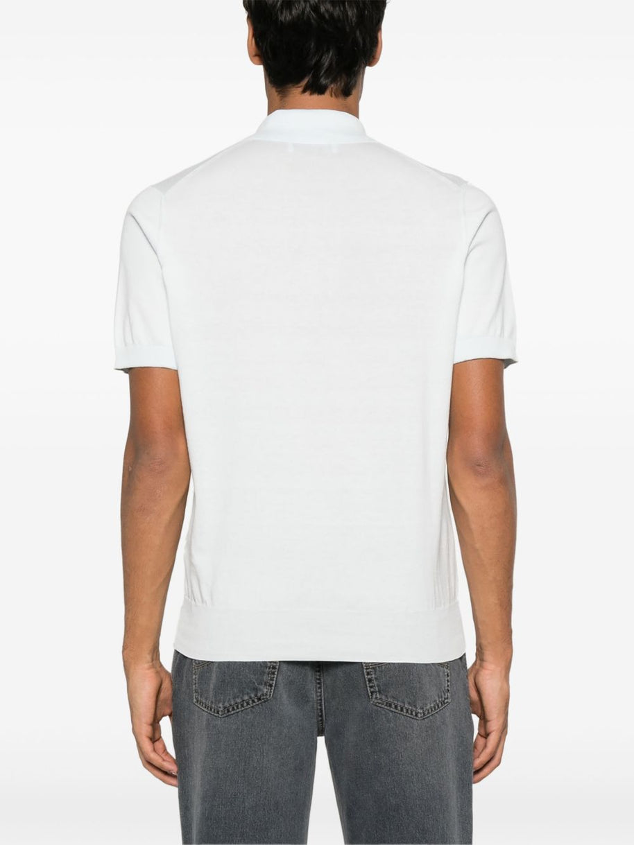 Brunello Cucinelli Cotton Knit Polo - Clear Blue