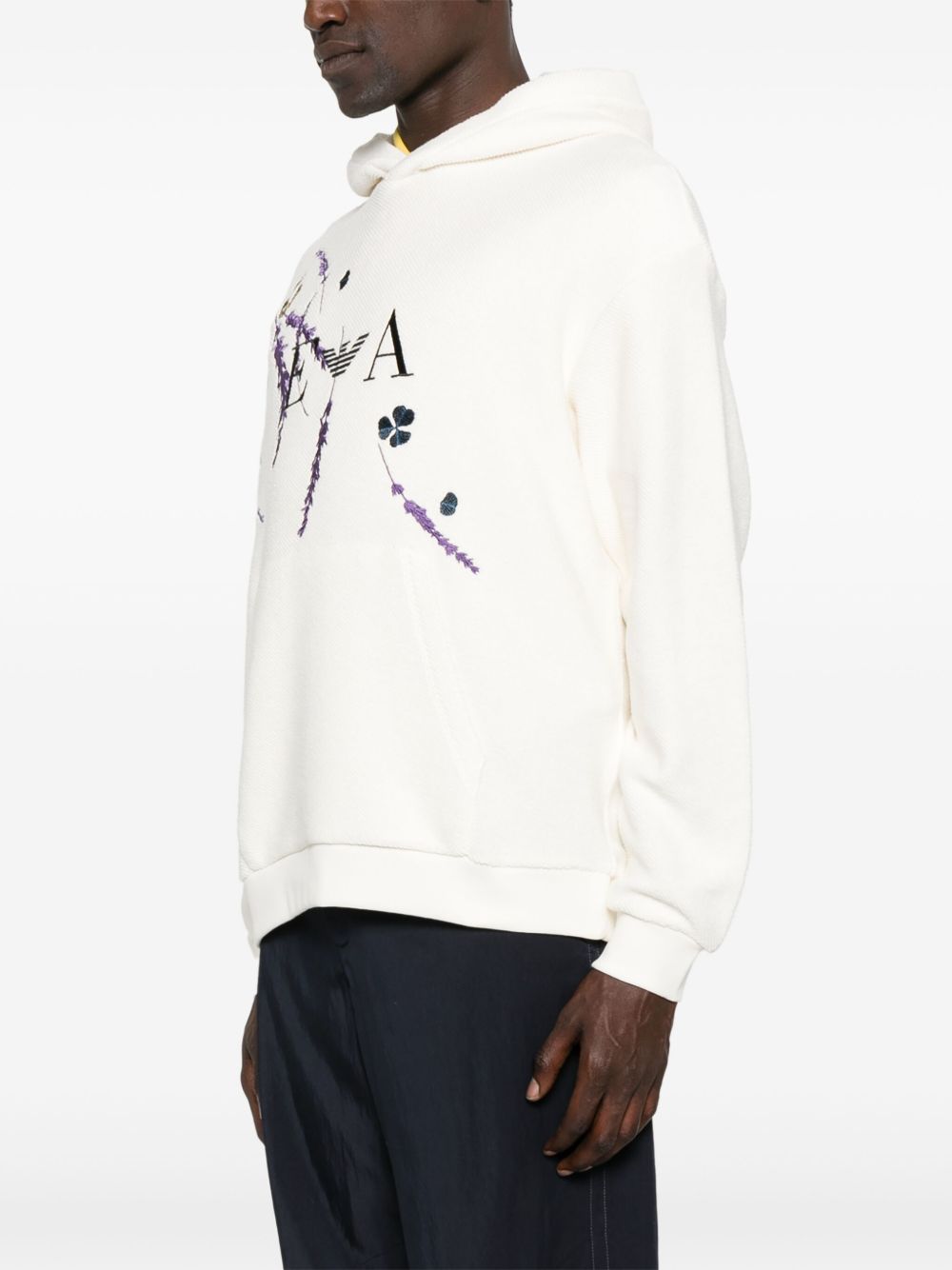 EMPORIO ARMANI EXCLUSIVE Printed Cotton Hoodie In White