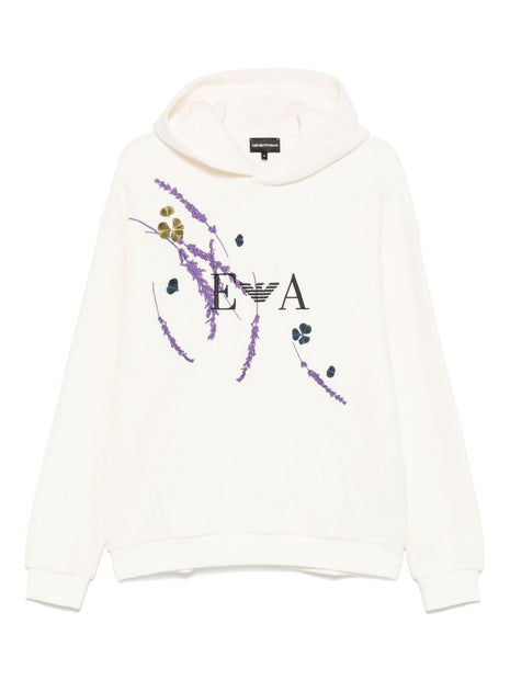 EMPORIO ARMANI EXCLUSIVE Printed Cotton Hoodie In White