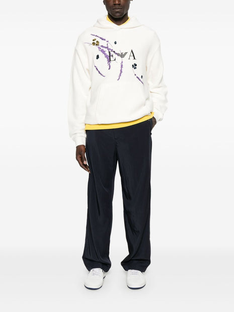EMPORIO ARMANI EXCLUSIVE Printed Cotton Hoodie In White