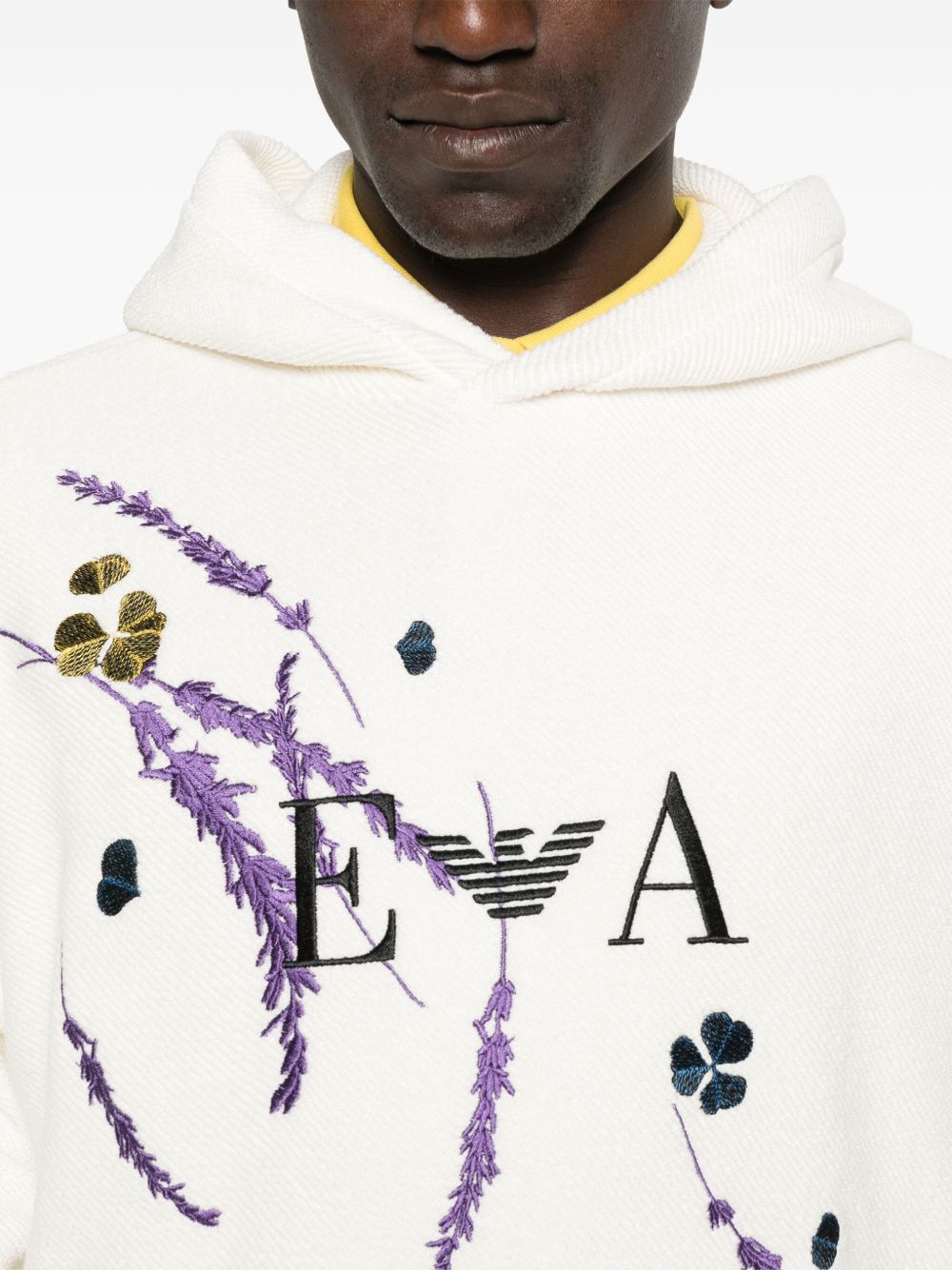 EMPORIO ARMANI EXCLUSIVE Printed Cotton Hoodie In White
