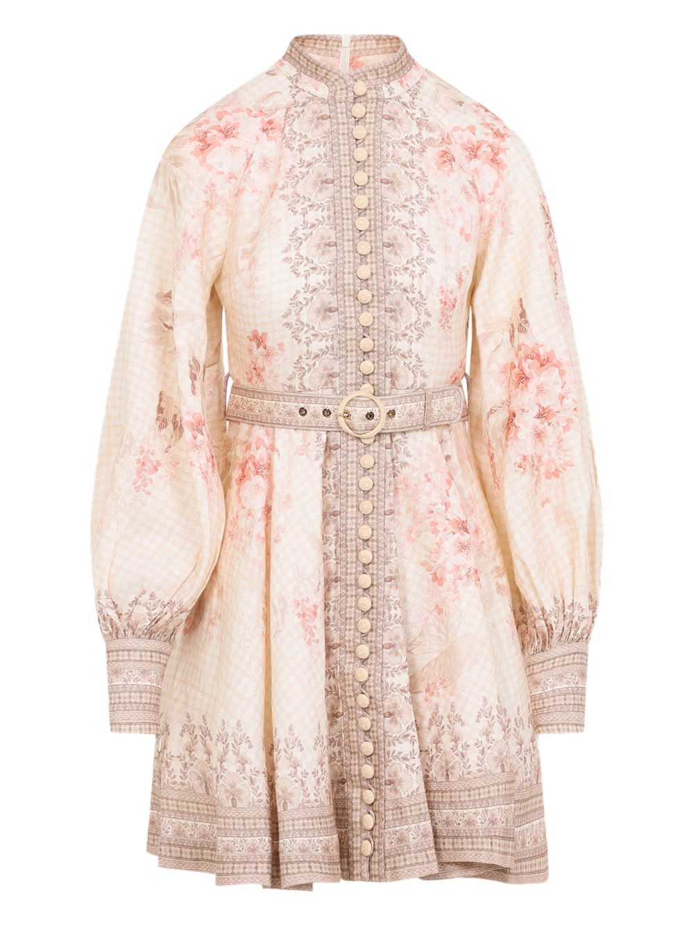 Zimmermann Printed Mini Dress In Powder