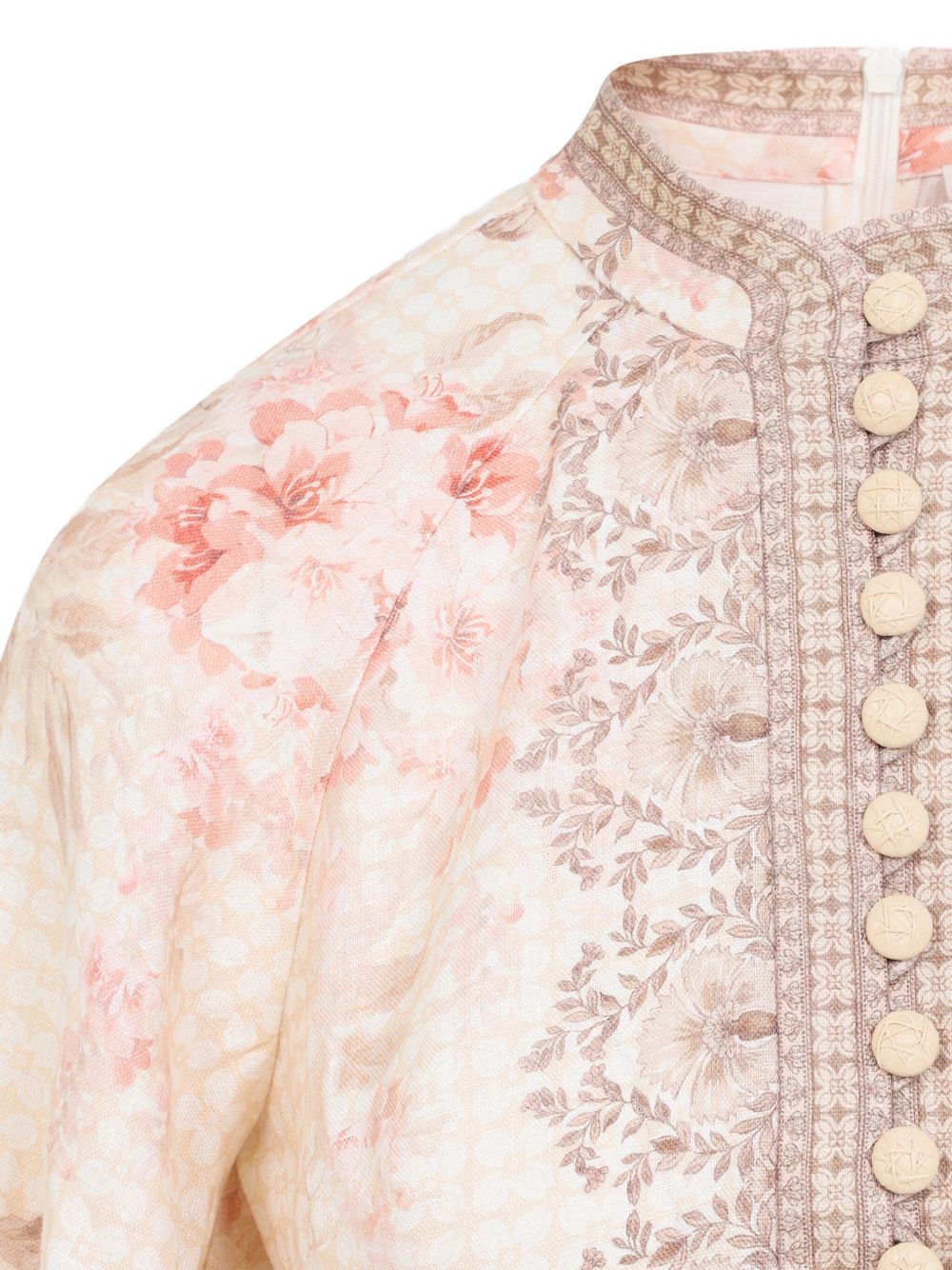 Zimmermann Printed Mini Dress In Powder