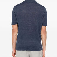 Brunello Cucinelli Linen Polo Top - Blue