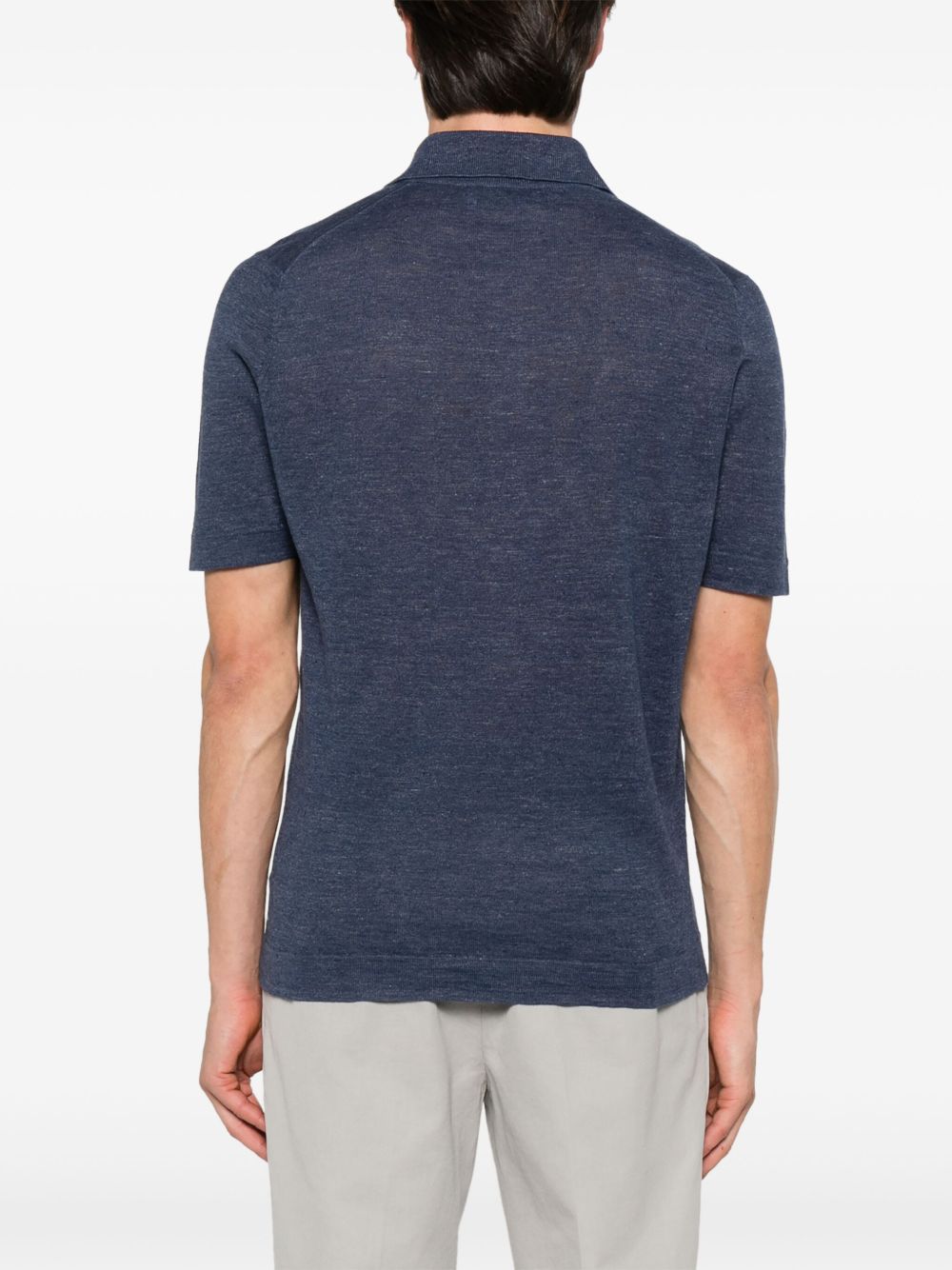 Brunello Cucinelli Linen Polo Top - Blue