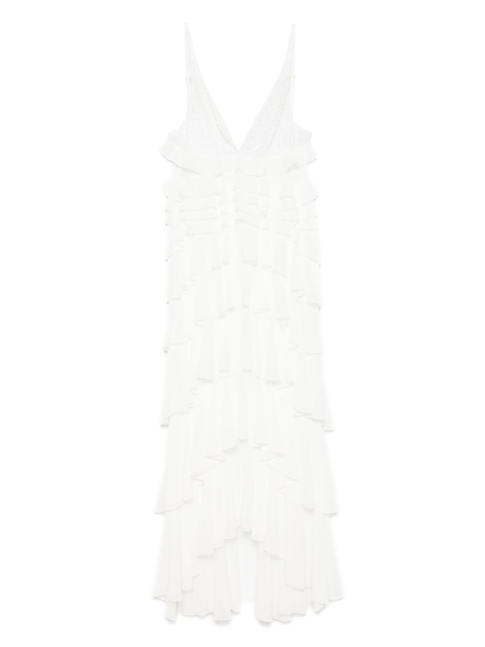 Elisabetta Franchi Frilled Long Dress - Ivory