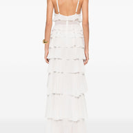 Elisabetta Franchi Frilled Long Dress - Ivory