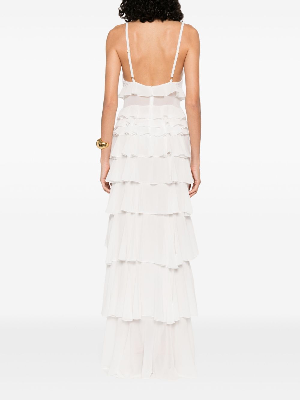Elisabetta Franchi Frilled Long Dress - Ivory