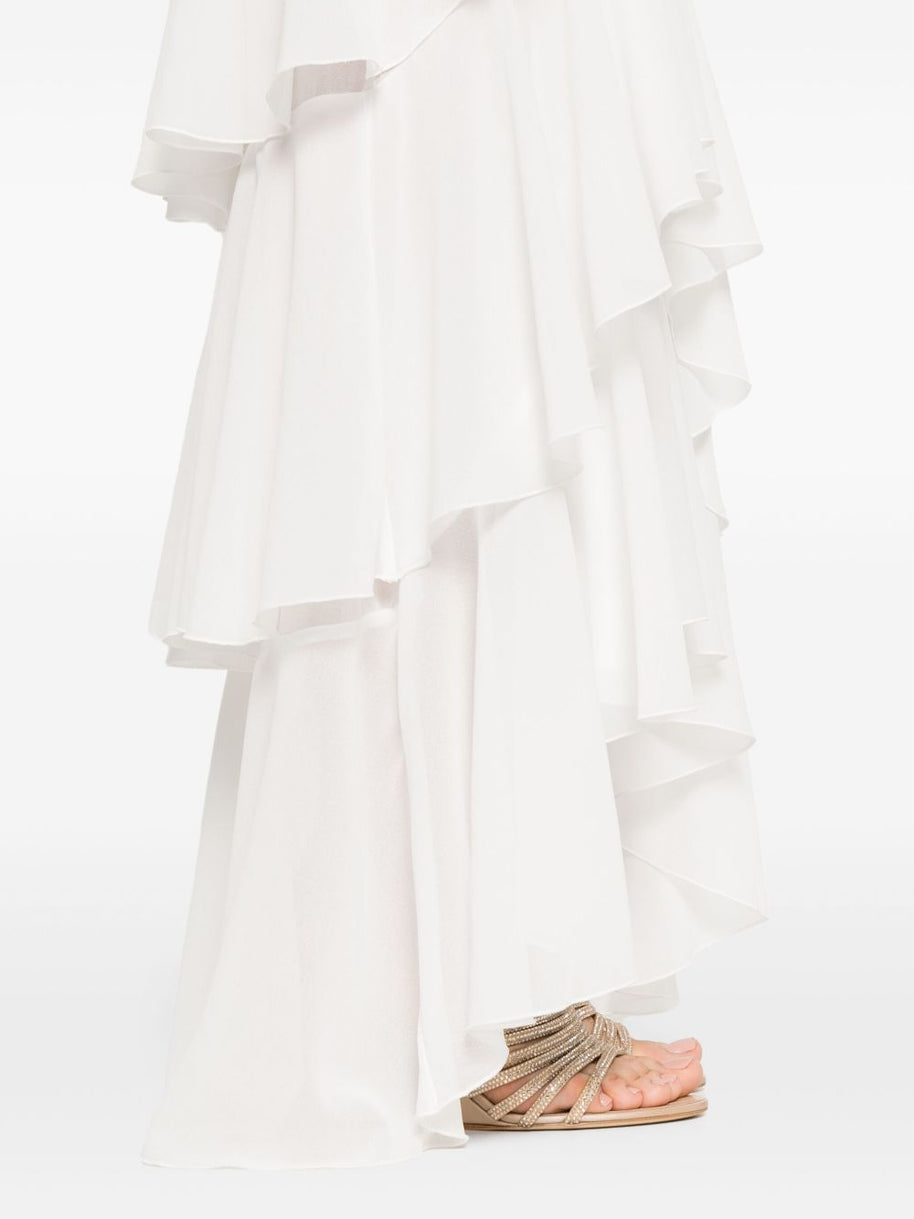 Elisabetta Franchi Frilled Long Dress - Ivory