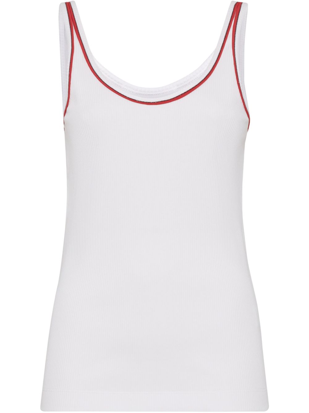 Brunello Cucinelli Cotton Top With Shiny Piping - White