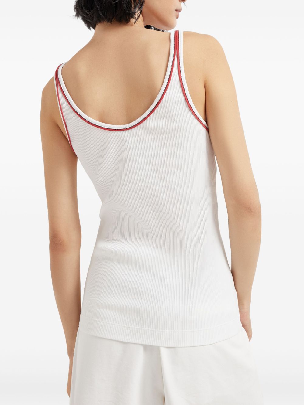 Brunello Cucinelli Cotton Top With Shiny Piping - White