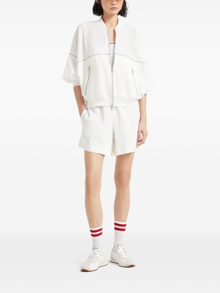 Brunello Cucinelli Cotton Top With Shiny Piping - White