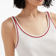 Brunello Cucinelli Cotton Top With Shiny Piping - White