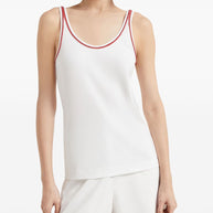 Brunello Cucinelli Cotton Top With Shiny Piping - White