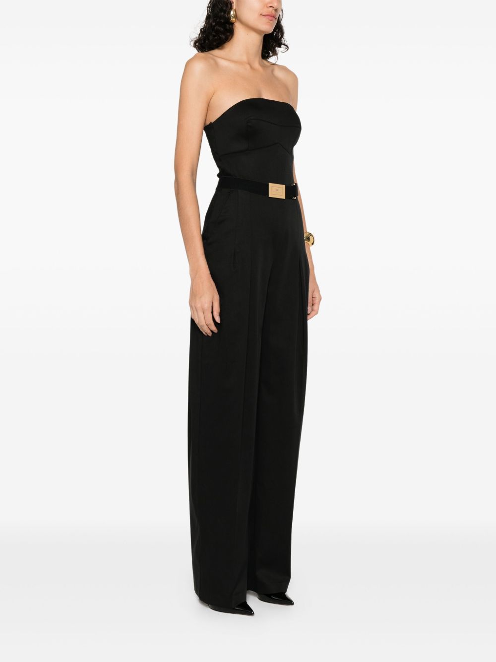 Elisabetta Franchi Strapless Jumpsuit In Black