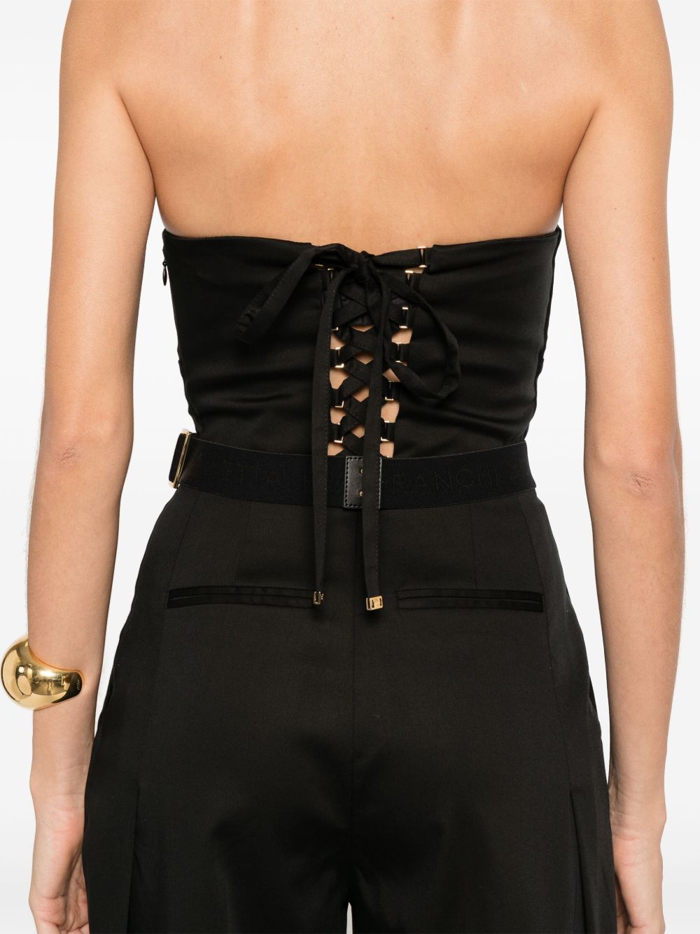 Elisabetta Franchi Strapless Jumpsuit In Black