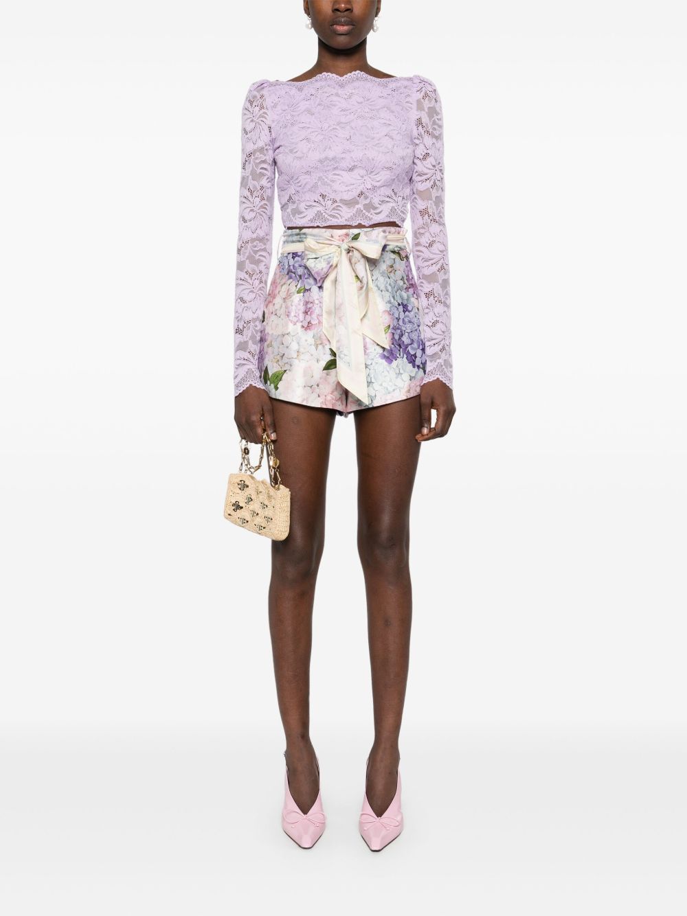 Zimmermann Printed Silk Shorts In White