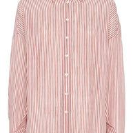 Brunello Cucinelli Striped Linen Shirt Bordeaux