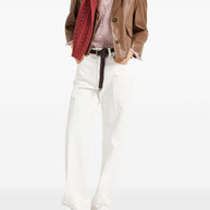 Brunello Cucinelli Striped Linen Shirt Bordeaux