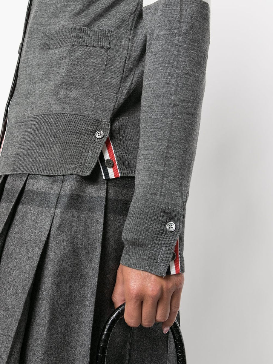 Thom Browne 4Bar Wool Cardigan - Grey