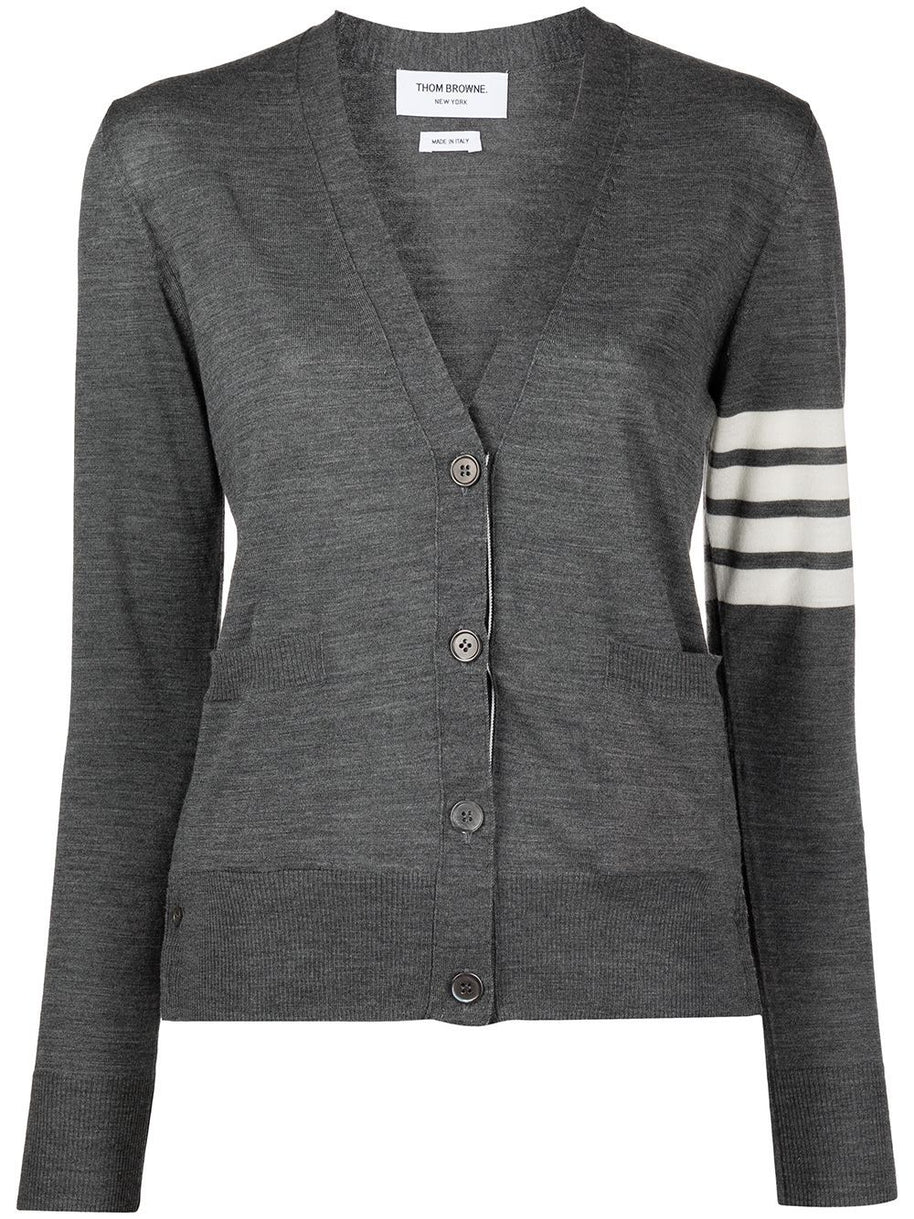 Thom Browne 4Bar Wool Cardigan - Grey
