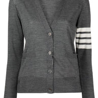 Thom Browne 4Bar Wool Cardigan - Grey