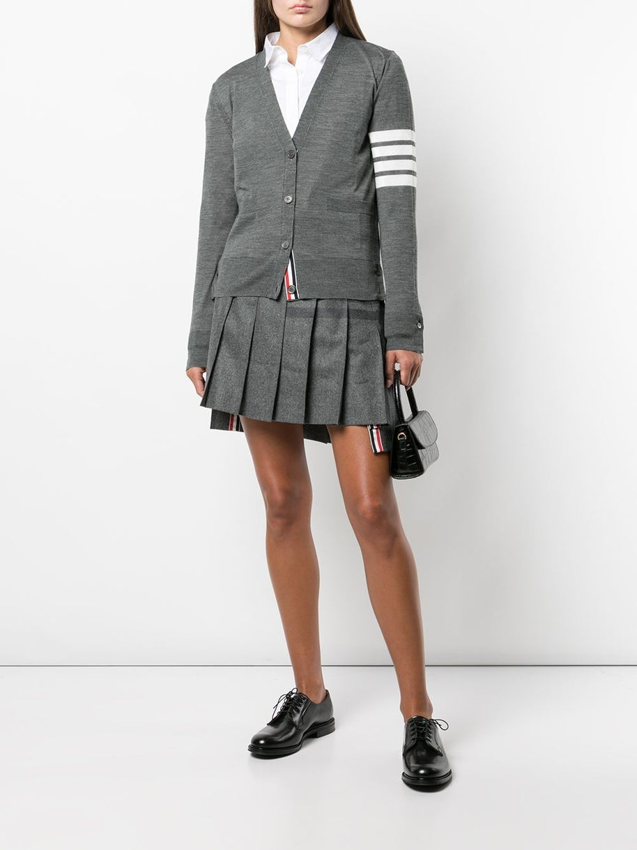 Thom Browne 4Bar Wool Cardigan - Grey