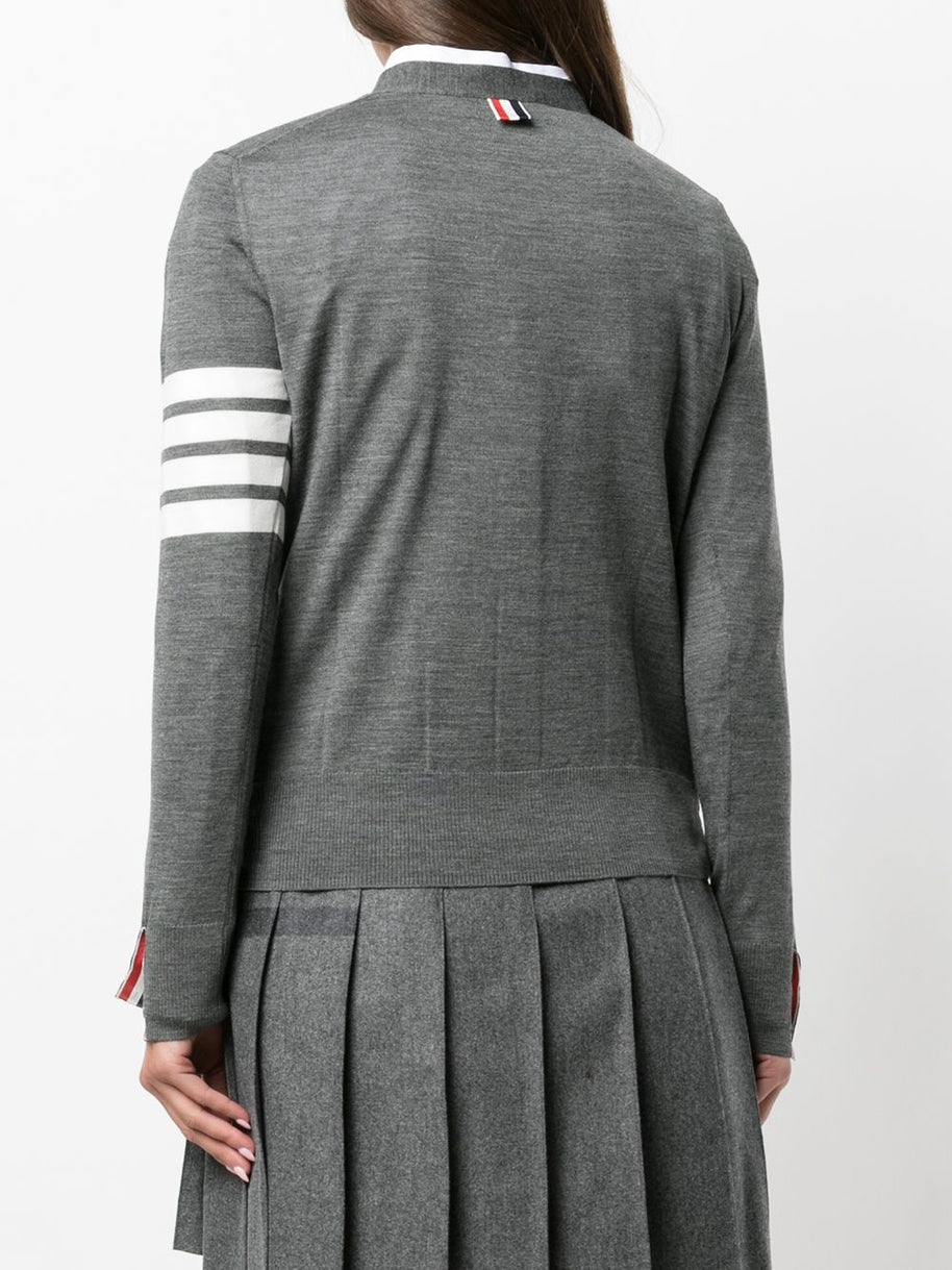Thom Browne 4Bar Wool Cardigan - Grey