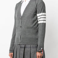 Thom Browne 4Bar Wool Cardigan - Grey