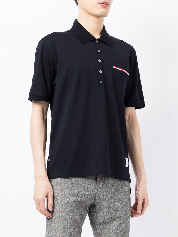 Thom Browne Rwb Cotton Polo Shirt - Blue