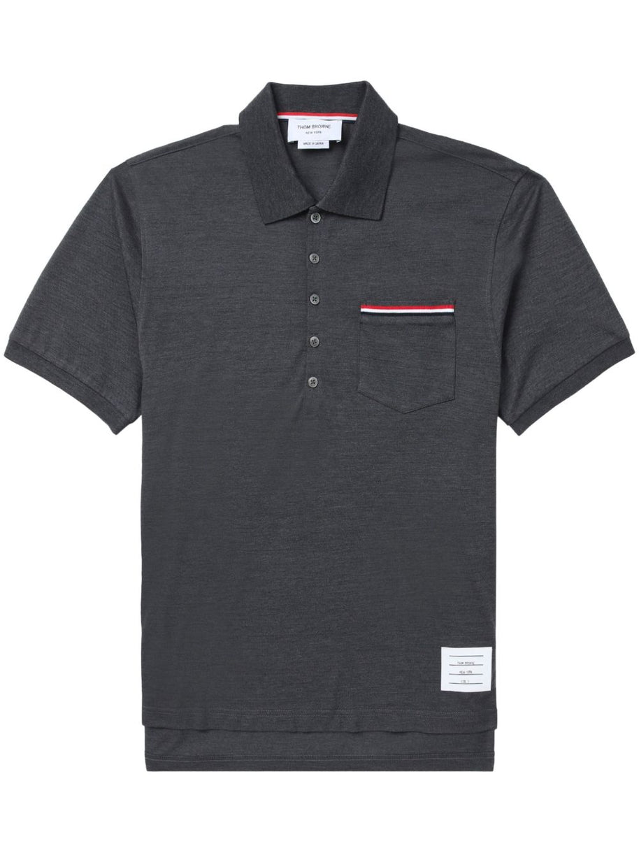 Thom Browne Rwb Cotton Polo Shirt - Grey