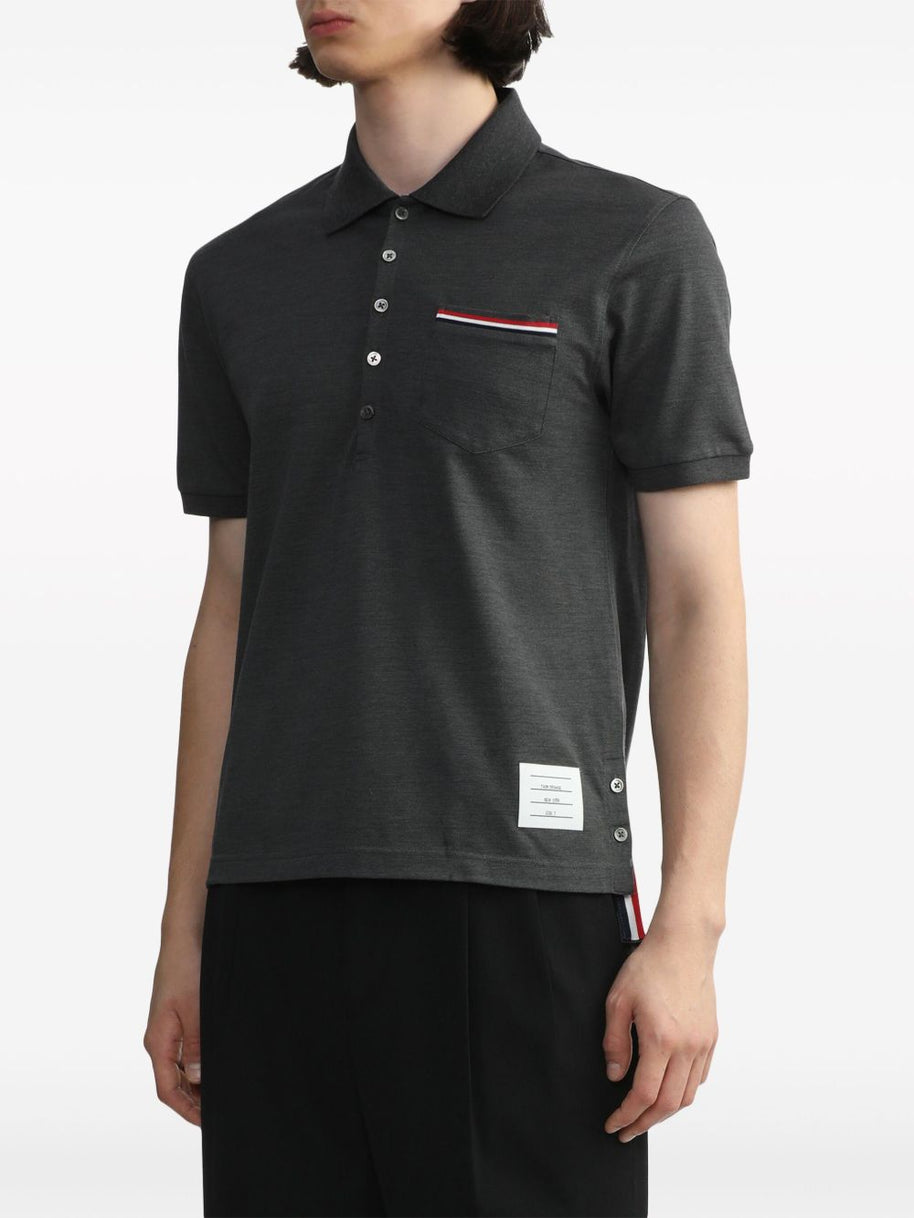 Thom Browne Rwb Cotton Polo Shirt - Grey