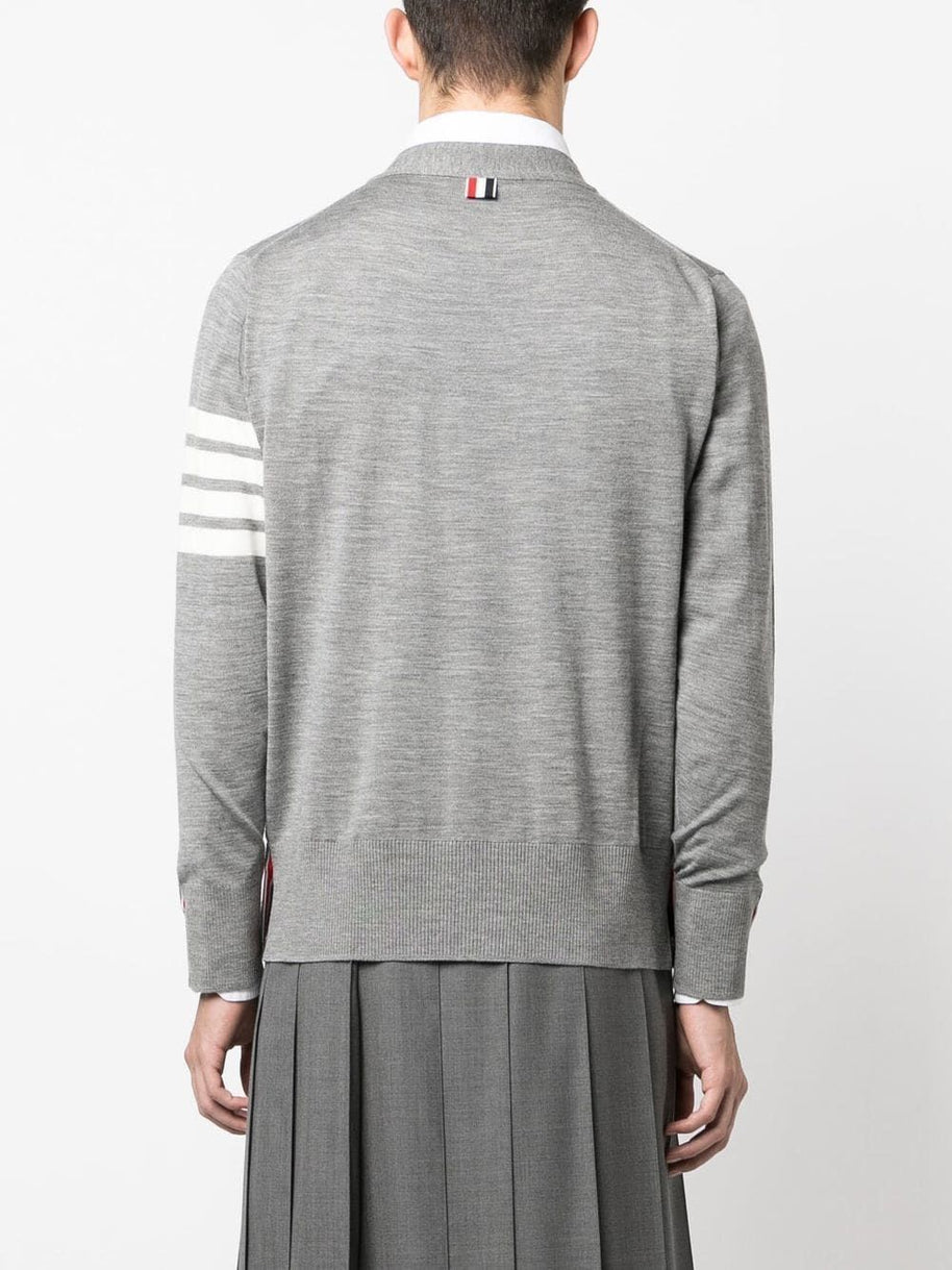 Thom Browne 4Bar Wool Cardigan - Grey