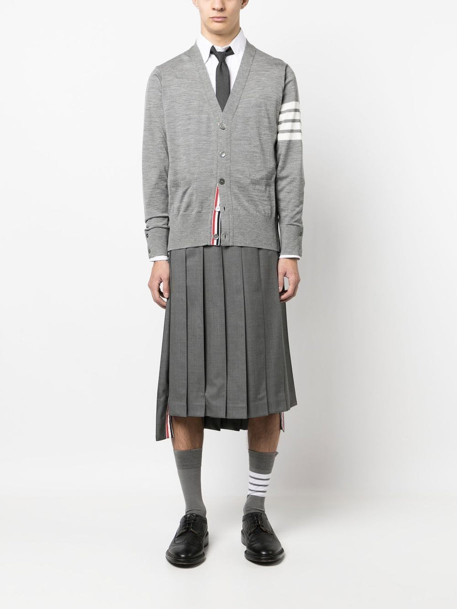 Thom Browne 4Bar Wool Cardigan - Grey