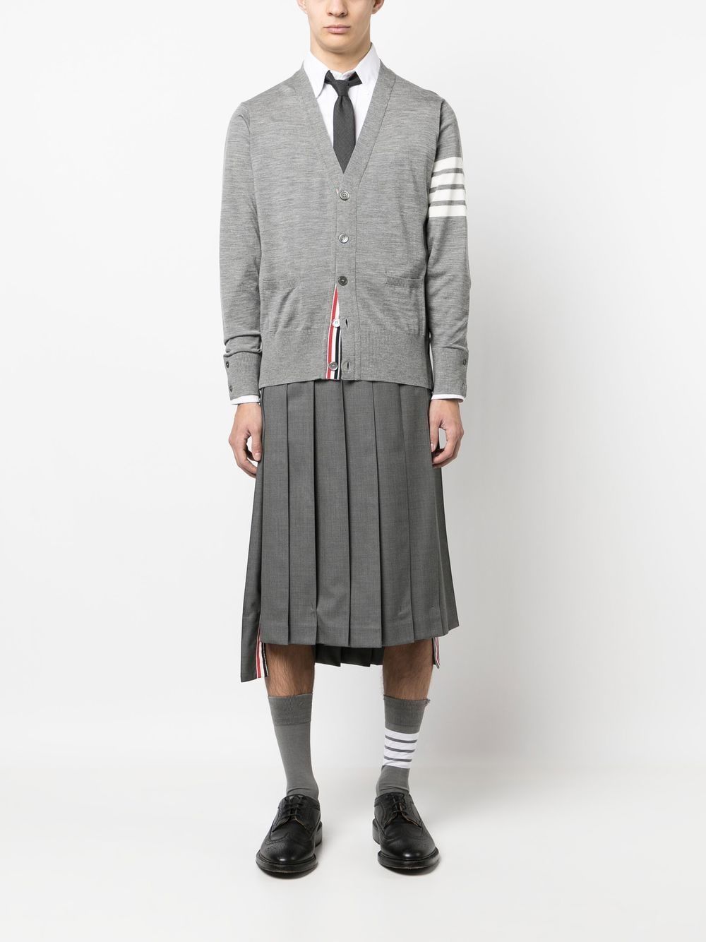 Thom Browne 4Bar Wool Cardigan - Grey