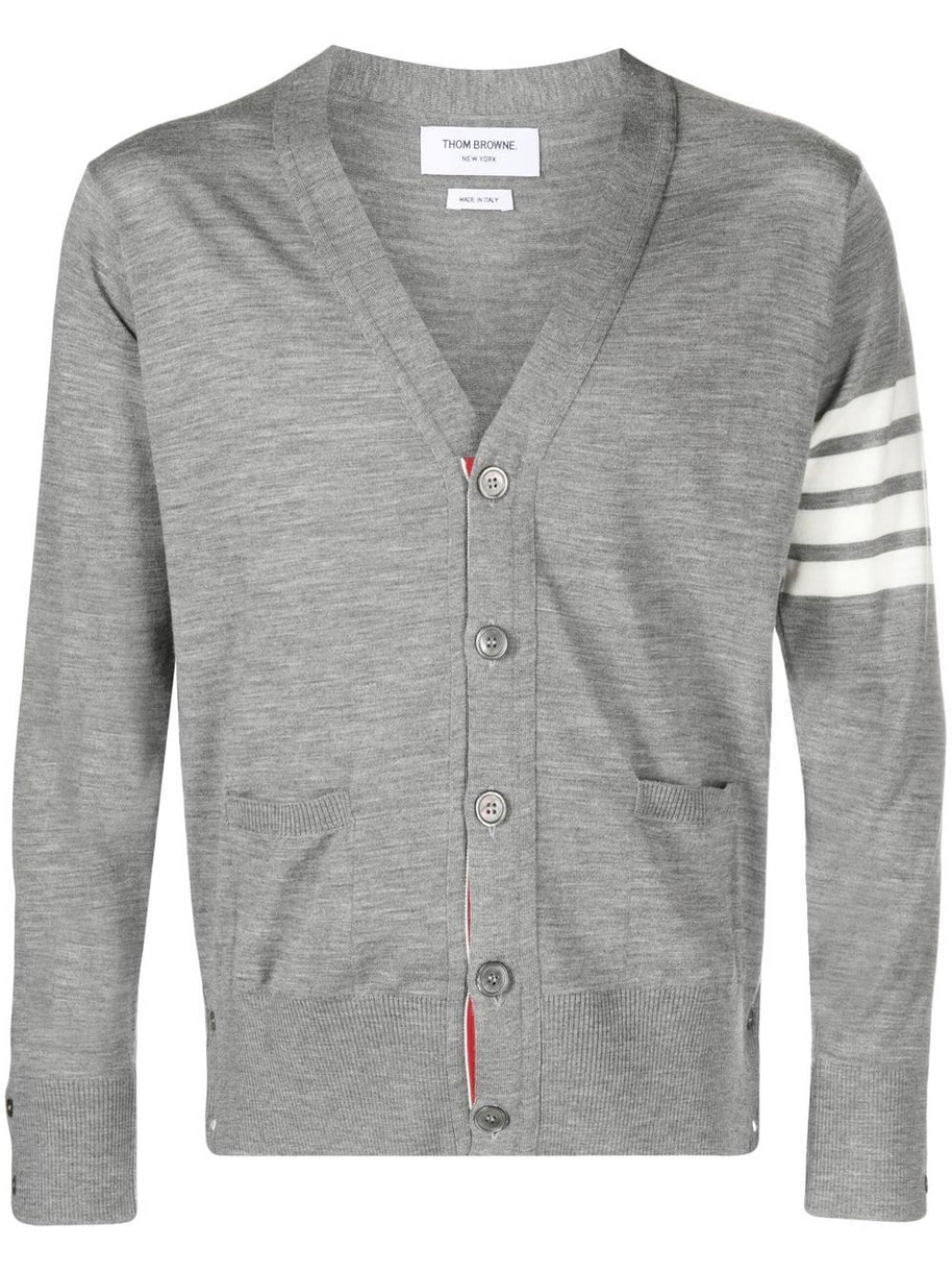 Thom Browne 4Bar Wool Cardigan - Grey