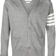 Thom Browne 4Bar Wool Cardigan - Grey