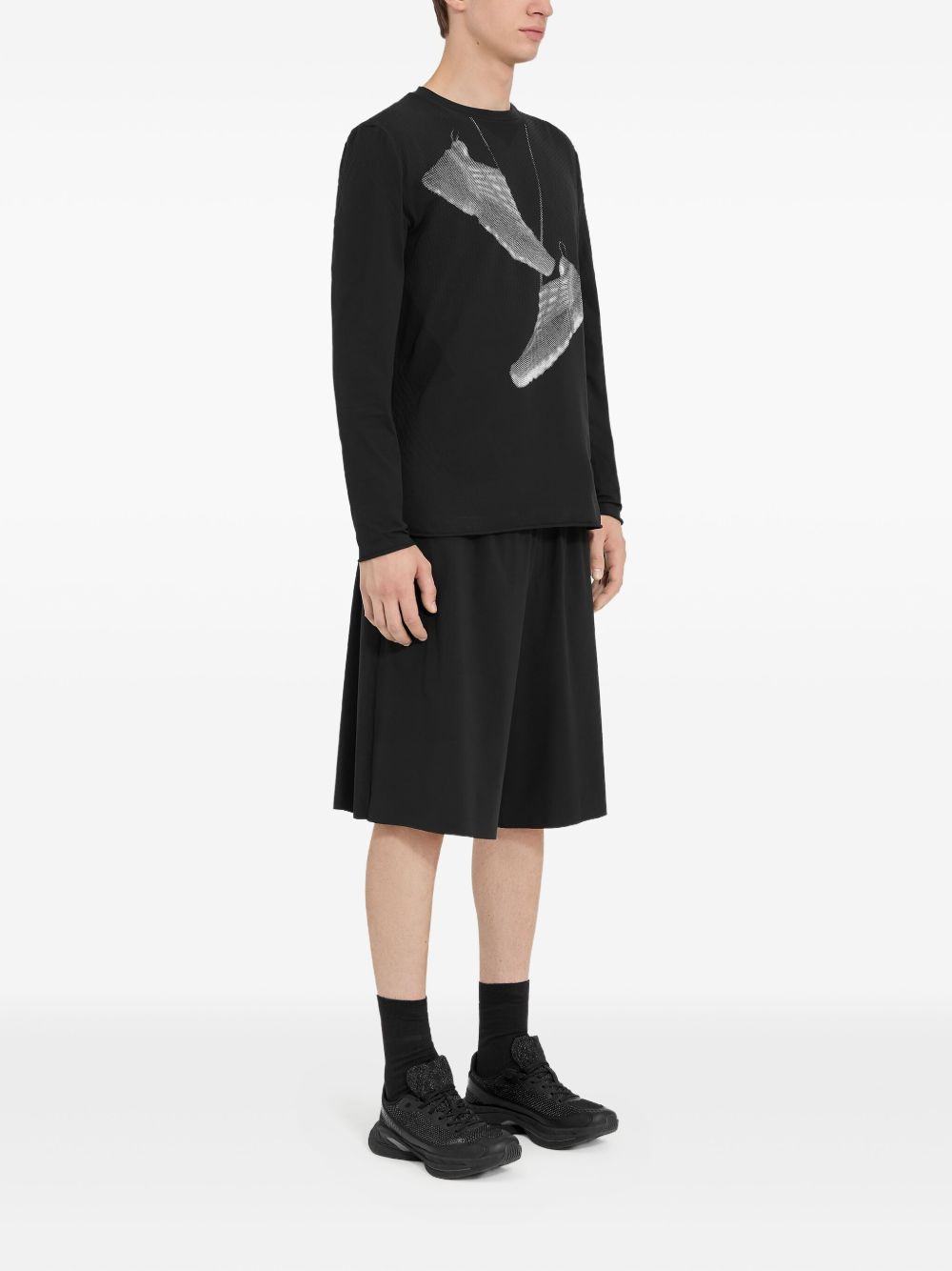 MM6 X SALOMON Silk And Nylon Printed T-shirt In Black